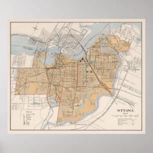Vintage Map of Ottawa Canada (1915) Poster