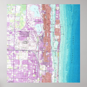 Vintage Map of Palm Beach Florida (1946) Poster