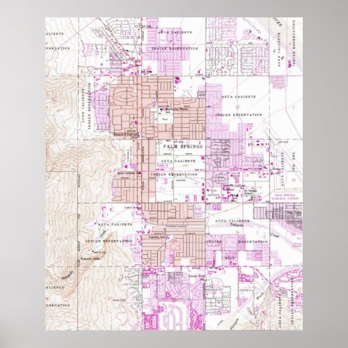 Vintage Map of Palm Springs California 1957 2 Poster