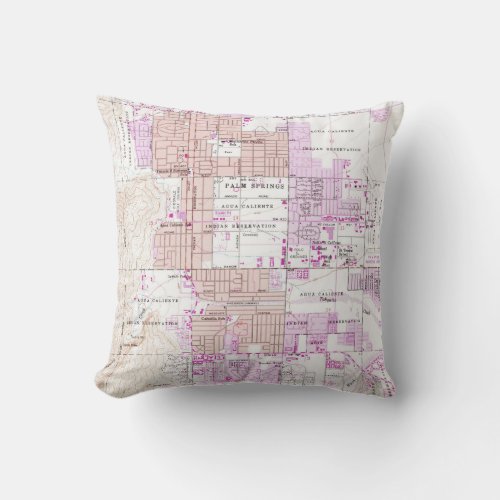 Vintage Map of Palm Springs California 1957 Throw Pillow