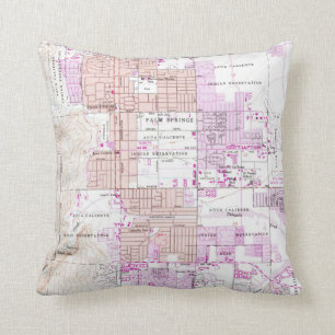 Vintage Map of Palm Springs California (1957) Throw Pillow
