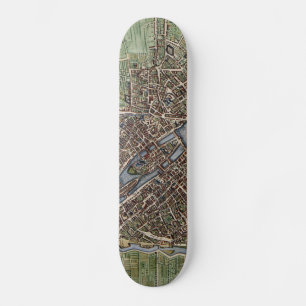 Vintage Map of Paris (1657) Skateboard