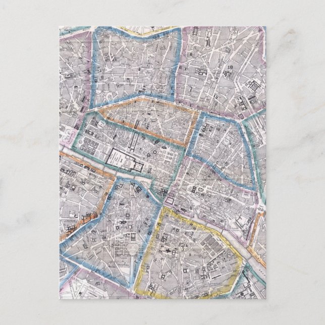 Vintage Map of Paris (1865) Postcard (Front)