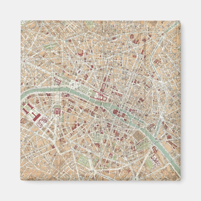 Vintage Map of Paris (1892) Magnet (Front)