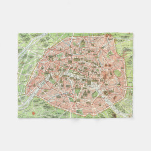 Vintage Map of Paris (1920) Fleece Blanket