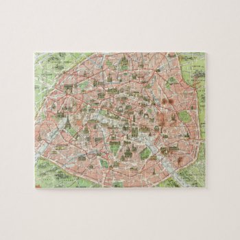 Vintage Map Of Paris (1920) Jigsaw Puzzle by Alleycatshirts at Zazzle