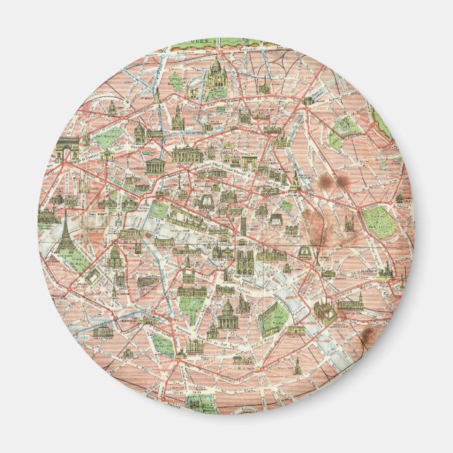 Vintage Map of Paris (1920) Magnet (Front)