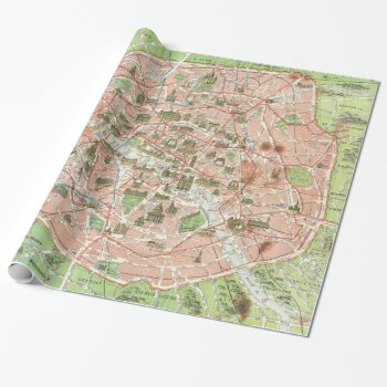 Vintage Map Of Paris (1920) Wrapping Paper by Alleycatshirts at Zazzle