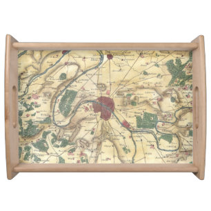 Vintage Map of Paris and Surrounding Areas (1780) Serving Tray