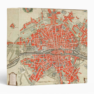 Vintage Map of Paris France (1721–1774) 3 Ring Binder