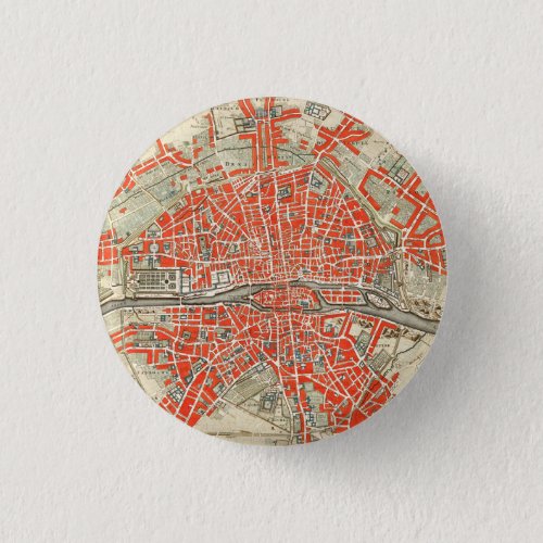 Vintage Map of Paris France 1721â1774 Button