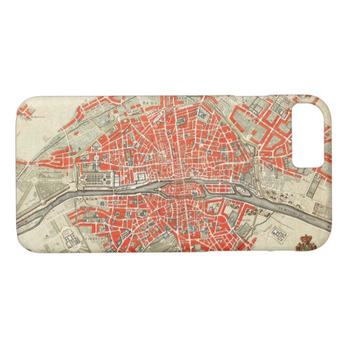Vintage Map of Paris France 17211774 iPhone 87 Case