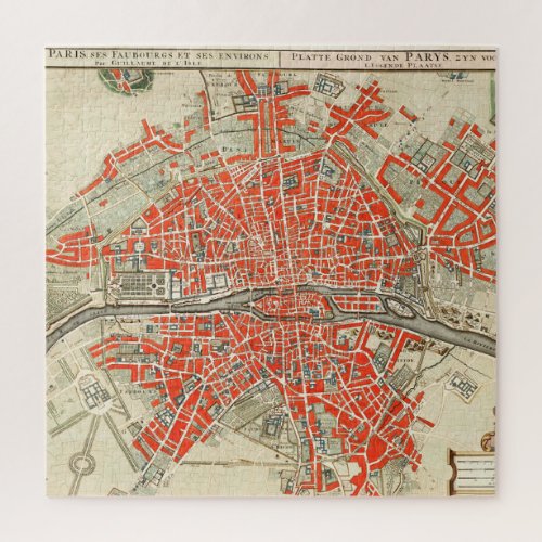 Vintage Map of Paris France 17211774 Jigsaw Puzzle