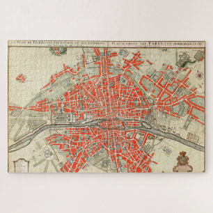 Vintage Map of Paris France (1721–1774) Jigsaw Puzzle