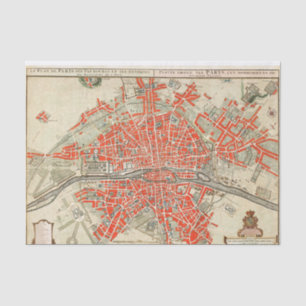 Vintage Map of Paris France (1721–1774) Tissue Paper