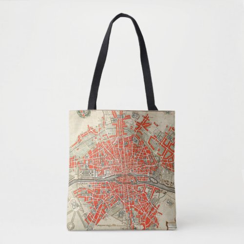 Vintage Map of Paris France 17211774 Tote Bag