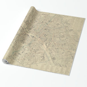 Vintage Map of Paris France (1843) Wrapping Paper