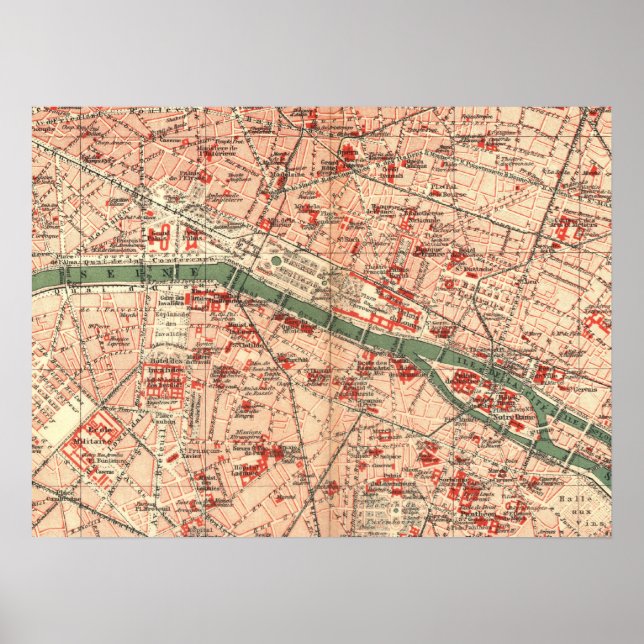 Vintage Map of Paris France (1910) Poster (Front)