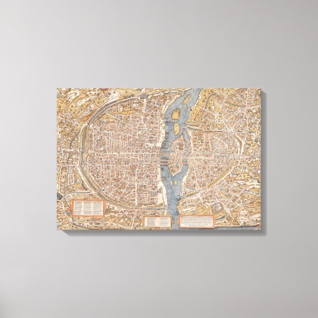 Vintage Map of Paris France Canvas Print (Front)