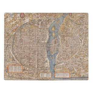 Vintage Map of Paris France Canvas Print Jigsaw Puzzle