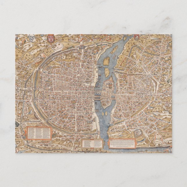 Vintage Map of Paris France Canvas Print Postcard (Front)