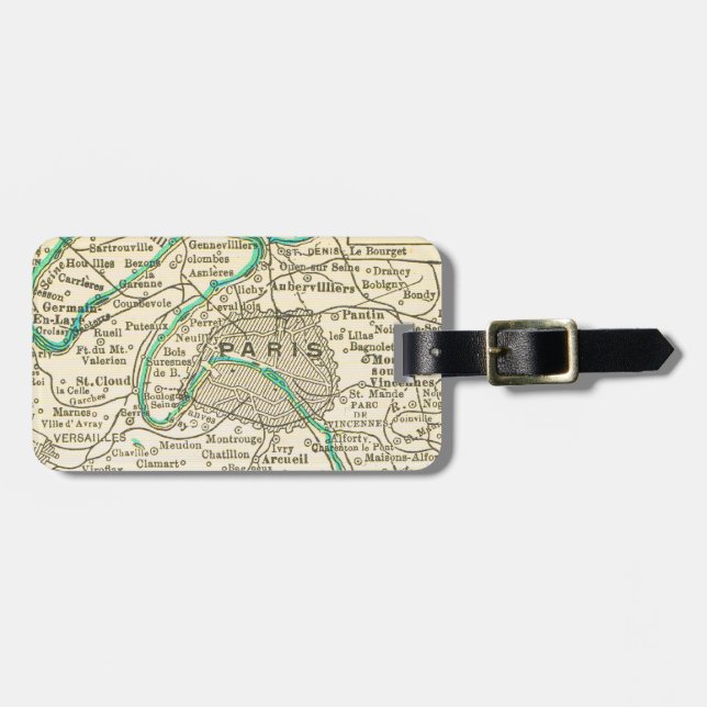 Vintage Map of PARIS Luggage Tag (Front Horizontal)