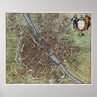 Vintage Map of Paris Poster