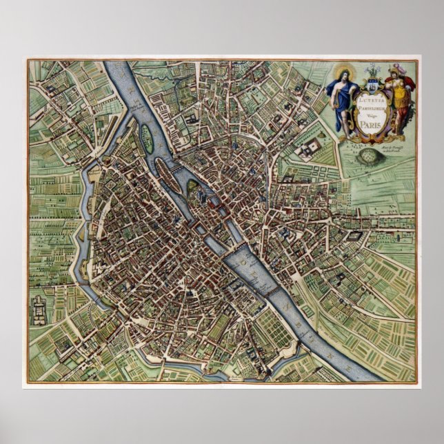 Vintage Map of Paris Poster (Front)