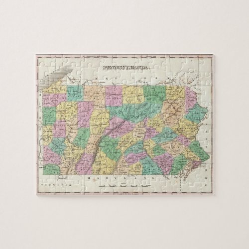 Vintage Map of Pennsylvania 1827 Jigsaw Puzzle