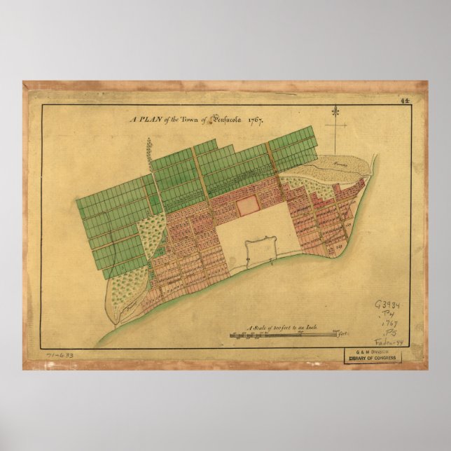 Vintage Map of Pensacola Florida (1767) Poster (Front)