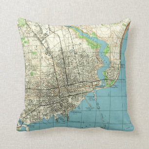 Vintage Map of Pensacola Florida (1944) Throw Pillow