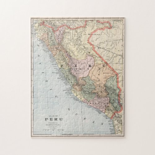 Vintage Map of Peru 1901 Jigsaw Puzzle