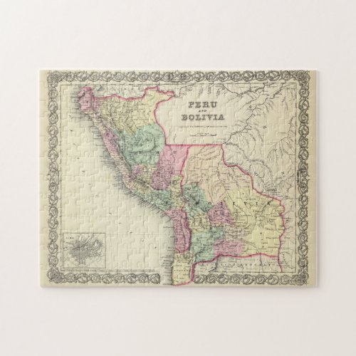 Vintage Map of Peru and Bolivia 1856 Jigsaw Puzzle