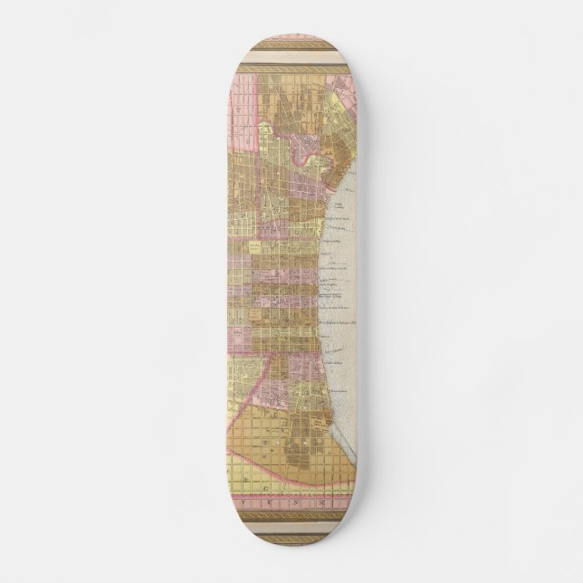 Vintage Map of Philadelphia (1846) Skateboard Deck (Front)