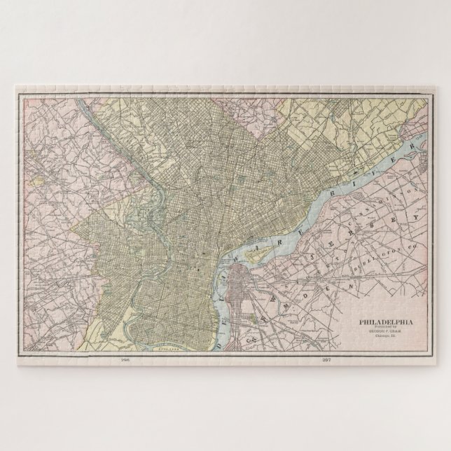 Vintage Map of Philadelphia (1901) Jigsaw Puzzle (Horizontal)
