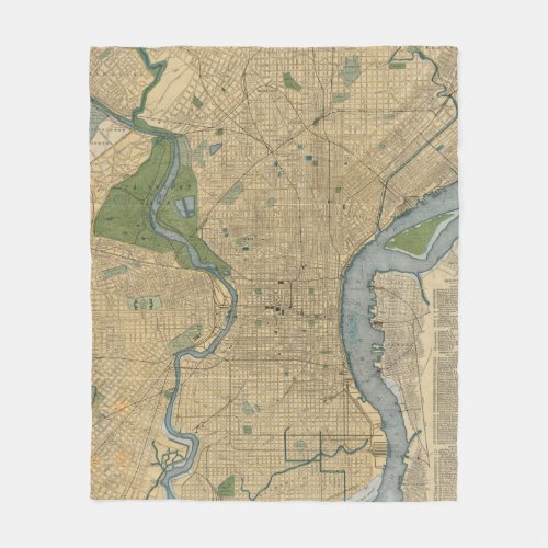 Vintage Map of Philadelphia PA 1895 Fleece Blanket