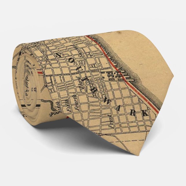 Vintage Map of Philadelphia Pennsylvania (1857) Neck Tie (Rolled)