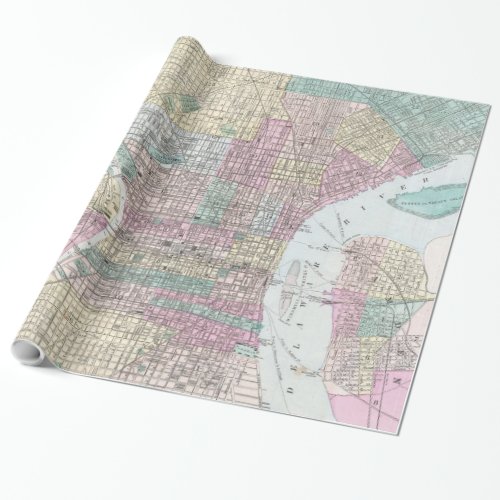 Vintage Map of Philadelphia Pennsylvania 1876 Wrapping Paper