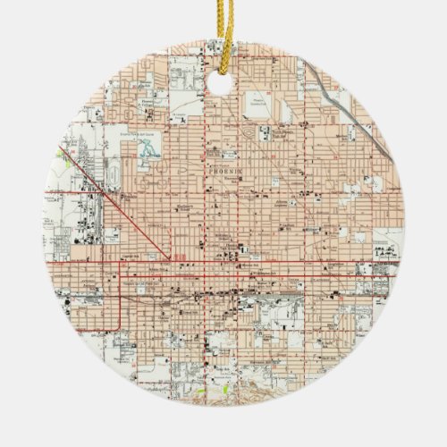 Vintage Map of Phoenix Arizona 1952 Ceramic Ornament