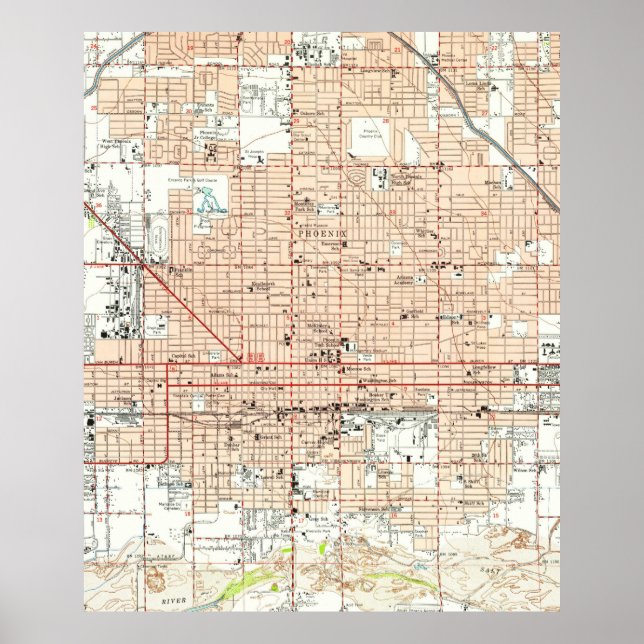 Vintage Map of Phoenix Arizona (1952) Poster (Front)