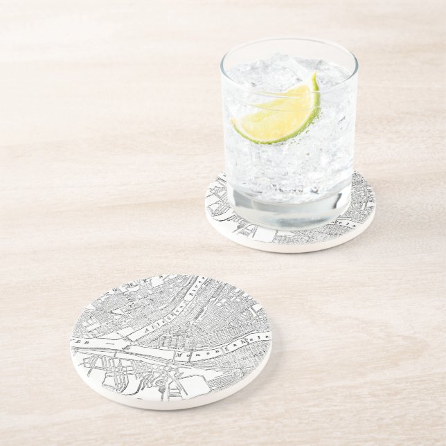 Vintage Map of Pittsburgh (1885) Sandstone Coaster (Side)