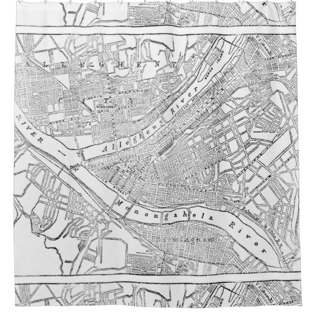 Vintage Map of Pittsburgh (1885) Shower Curtain (Front)