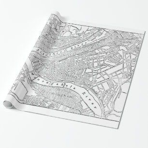 Vintage Map of Pittsburgh (1885) Wrapping Paper