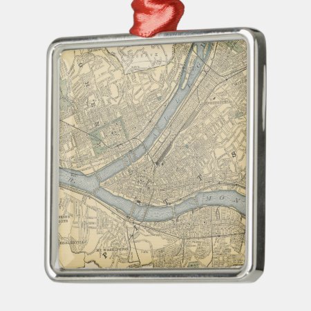 Vintage Map Of Pittsburgh Pa (1891) Metal Ornament