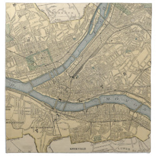 Vintage Map of Pittsburgh PA (1891) Napkin
