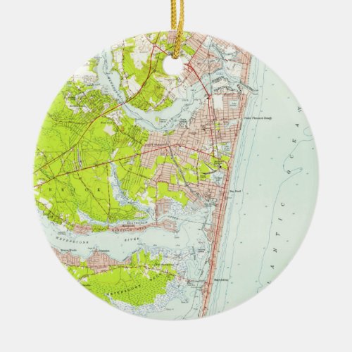 Vintage Map of Point Pleasant NJ 1953 Ceramic Ornament