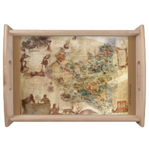 VINTAGE MAP OF POLAND C.1939 SERVING TRAY
