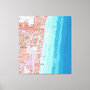 Vintage Map of Pompano Beach Florida (1962) Canvas Print