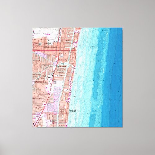 Vintage Map of Pompano Beach Florida 1962 Canvas Print