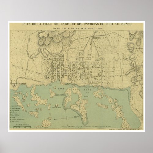 Vintage Map of Port Au Prince Haiti 1899 Poster